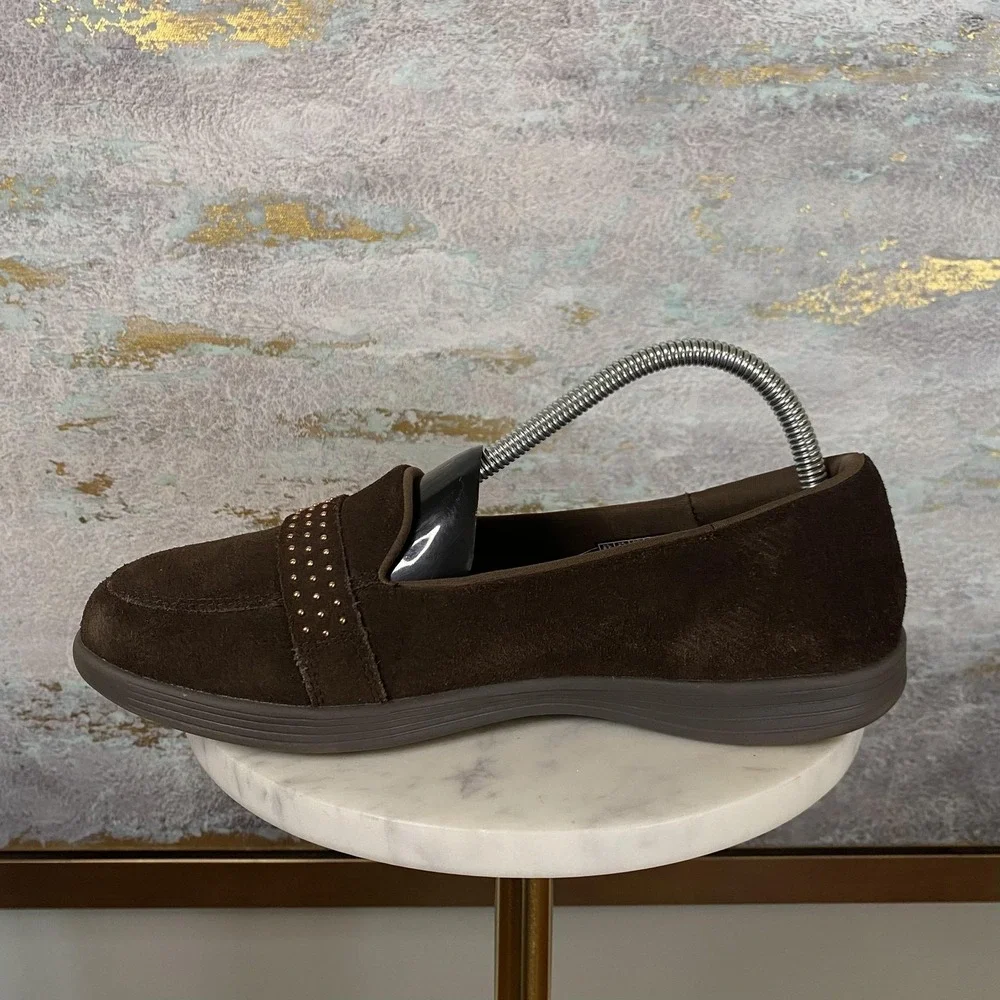 Skechers Shoes Womens Size 8.5 Brown Leather Slip On Comfort Loafers SN 136242